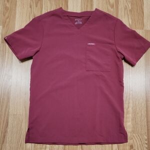 Jaanuu Women's Size Small Warm Berry 3 Pocket V Neck Scrub Top XS
